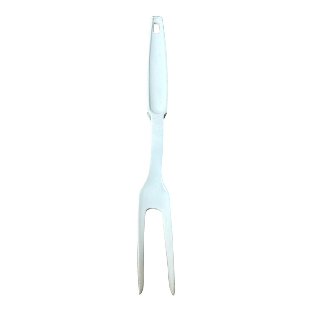 EKCO White Kitchen Carving Fork - Durable Two-Prong Serving Fork